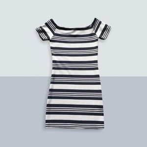 TOPSHOP Dress Bodycon Navy/Ecru Stripes Size  6P